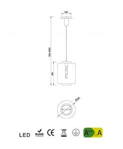 Medidas lámpara de techo mediana cromo JARRAS