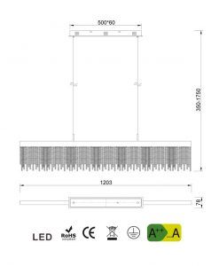 Medidas lámpara lineal de comedor CINNA LED