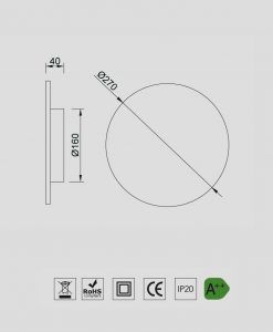 Medidas aplique circular blanco BORA BORA LED