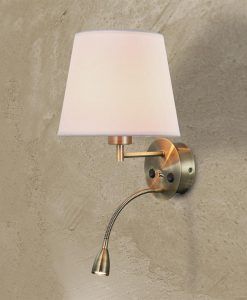Aplique con lector LED con USB acabado color cuero CAICOS detalle