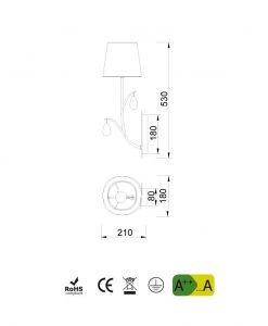 Medidas aplique de pared cromo ANDREA