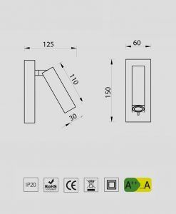 Medidas aplique LED 3W TARIFA