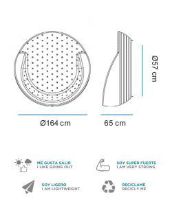 Medidas cama balinesa con luz 164 cm diámetro FORMENTERA