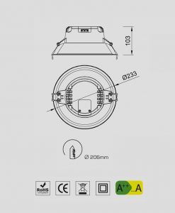 Medidas empotrable LED blanco 21W MEDANO