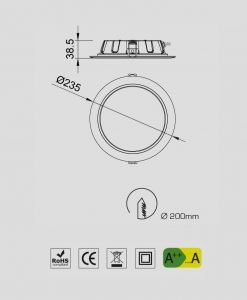 Medidas empotrable LED blanco 24,5W GRACIOSA IP44