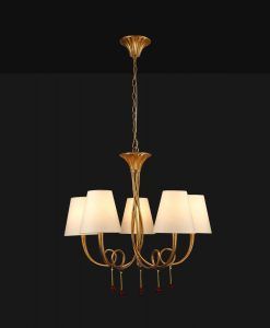 Lámpara colgante 5 luces dorado PAOLA detalle