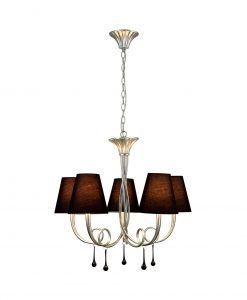 Lámpara colgante 5 luces plata PAOLA