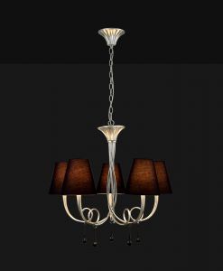 Lámpara colgante 5 luces plata PAOLA detalle