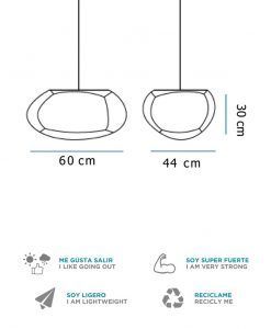 Medidas lámpara colgante 60 cm anchura PETRA HANG