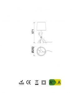 Medidas lámpara de mesa SABINA