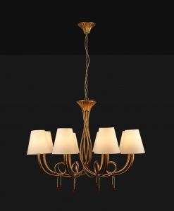 Lámpara de techo 8 luces dorado PAOLA detalle