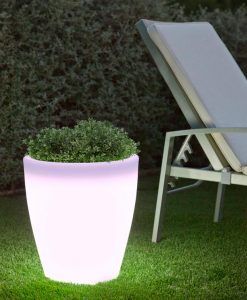 Macetas coniforme con luz VIOLETA