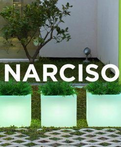 Macetero cuadrado con luz 45 cm altura NARCISO ambiente 2