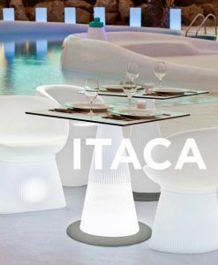 Mesa con pie central con luz LED ITACA