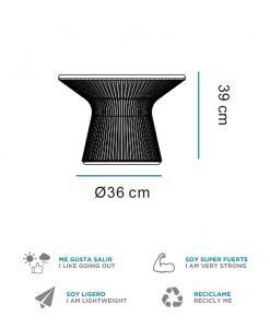 Medidas mesita baja con luz 39 cm altura CAPRI