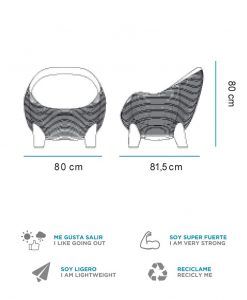 Medidas sillón con luz ergonómico ARUBA