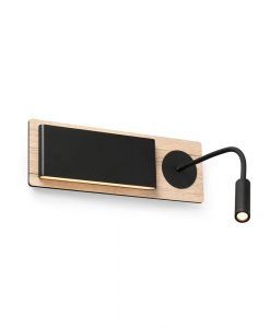 Aplique con lector LED madera y negro MOOD