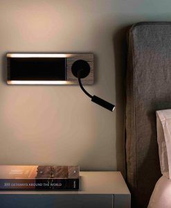 Aplique con lector LED madera y negro MOOD ambiente