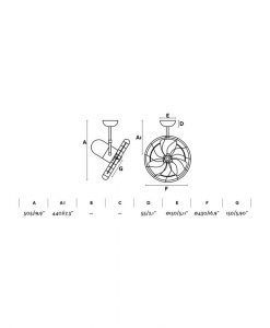 Medidas aplique ventilador blanco 43 cm diámetro KEIKI
