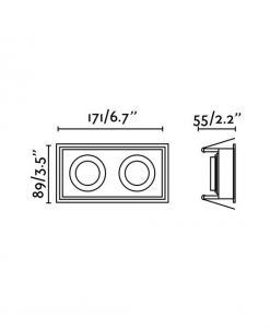 Medidas empotrable blanco rectangular 2 luces HYDE