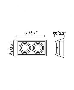 Medidas empotrable negro orientable 2 luces HYDE