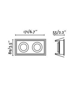 Medidas empotrable negro rectangular 2 luces HYDE