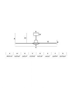 Medidas ventilador marrón motor DC 152 cm diámetro MOREA