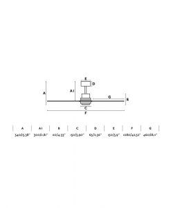 Medidas ventilador níquel y madera 106 cm diámetro MINI LANTAU