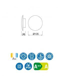 Medidas aplique pequeño 13 cm blanco BORA BORA LED