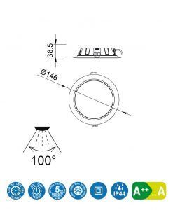 Medidas empotrable LED 10,8W 14,6 cm Ø CIES