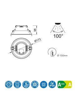Medidas empotrable LED 12W 17,3 cm Ø MEDANO