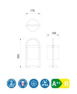 Medidas lámpara de mesa gris oscura MAYA