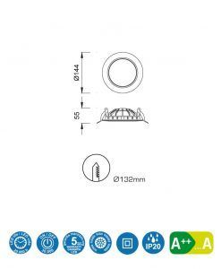 Medidas ojo buey LED 12W 14,4 cm Ø CABRERA