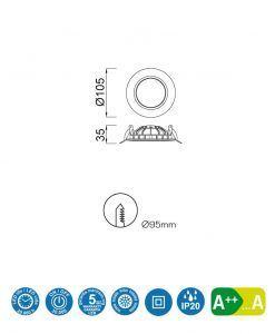 Medidas ojo buey LED 6W 10,5 cm Ø CABRERA