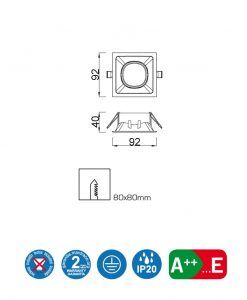 Medidas ojo de buey 9,2 cm COMFORT GU10