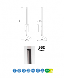 Aplique dos puntos de luz 6W TORCH medidas