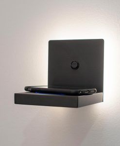 Aplique negro 3W con cargador móvil ZANZIBAR detalles