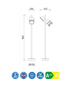 Medidas baliza 90 cm altura 2 luces EVEREST