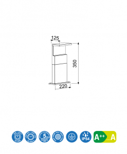 Baliza gris oscuro 35 cm altura RUKA LED medidas