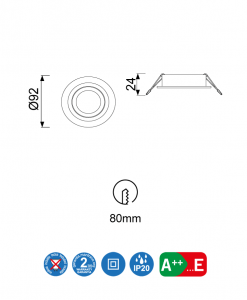 Embellecedor circular negro 9,2 cm Ø BASICO GU10 medidas