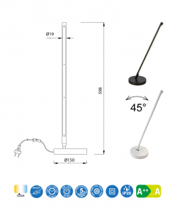 Lámpara de mesa LED 11W TORCH medidas