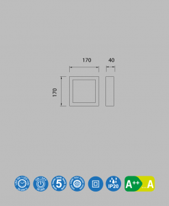 Plafón superficie 17 cm 14W SAONA medidas