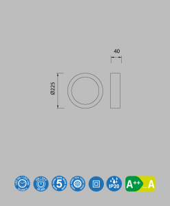 Plafón superficie 22,5 cm Ø 24W SAONA medidas