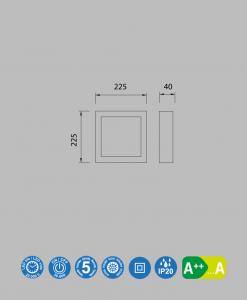 Plafón superficie 22,5 cm 24W SAONA medidas