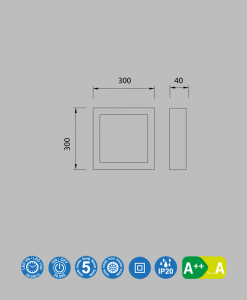 Plafón superficie 30 cm 30W SAONA medidas