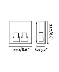 Aplique dos luces E27 gris oscuto POMO medidas