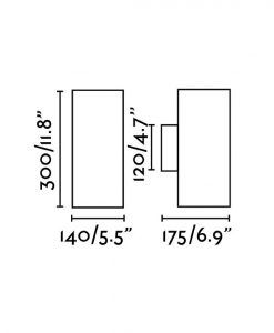 Aplique gris 2 luces THON-2 LED medidas