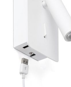 Aplique lector con USB blanco SUAU LED detalles