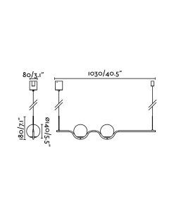 Colgante dos luces negro LE VITA LED medidas