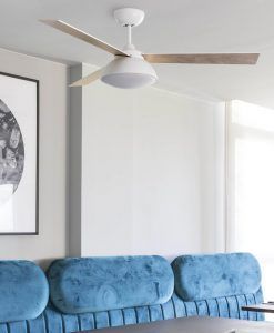 Ventilador blanco motor DC con luz Ø 132 cm RODAS LED ambiente